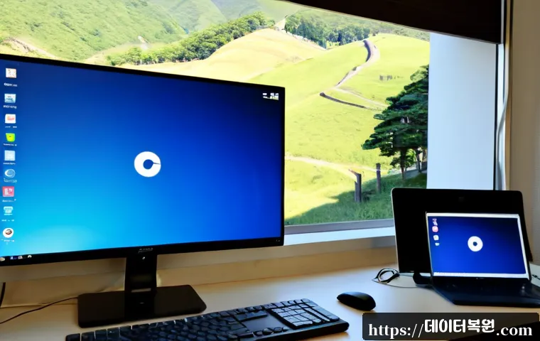 홍지동 윈도우8 windows8 재설치 포맷  초기화 - Photorealistic IT workstation in a quiet Hongji-dong apartment, desktop computer undergoing a clean ...