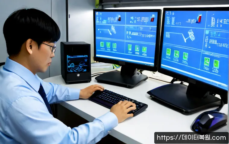 오쇠동 SYSTEM_THREAD_EXCEPTION_NOT_HANDLED - Photorealistic IT support workstation in a quiet industrial office near Osedong logistics warehouses...