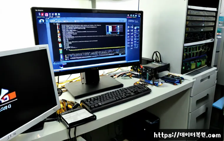 원효로 a disk read error occurred - Photorealistic IT support workstation in a compact electronics repair office near Wonhyo-ro, Seoul, ...