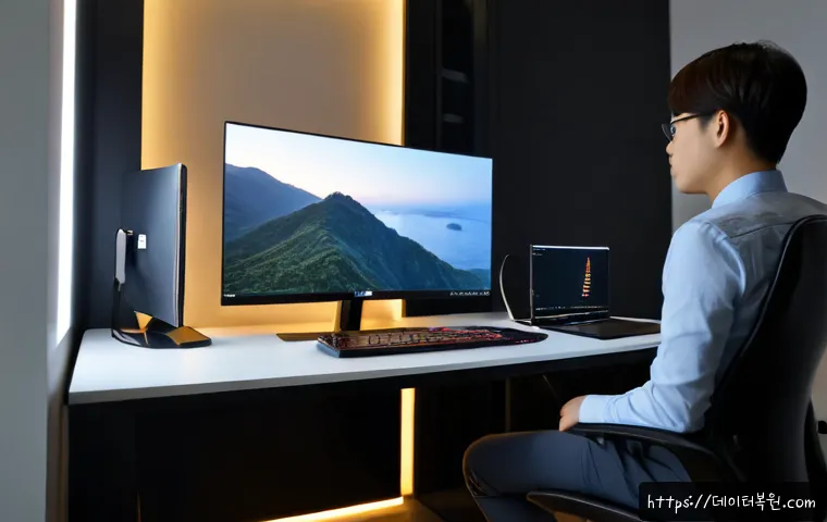 청담동 a disk read error occurred - Photorealistic premium design studio in Cheongdam-dong, sleek workstation with a desktop computer ha...