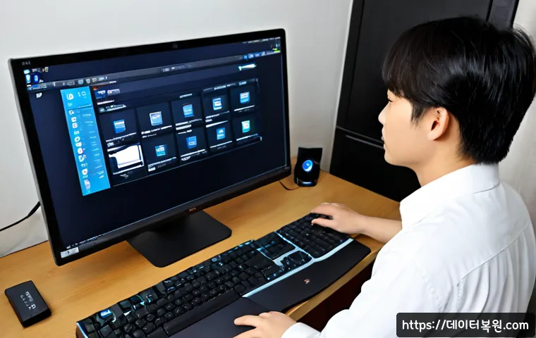 풍산동 윈도우7 windows7 재설치 포맷  초기화 - Photorealistic remote-support workstation in a compact Pungsan-dong apartment, desktop PC being prep...