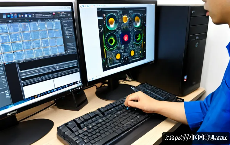 중림동 그래픽카드조립 및 교체수리 - Photorealistic PC repair workstation in a compact Jungnim-dong office, technician installing a moder...