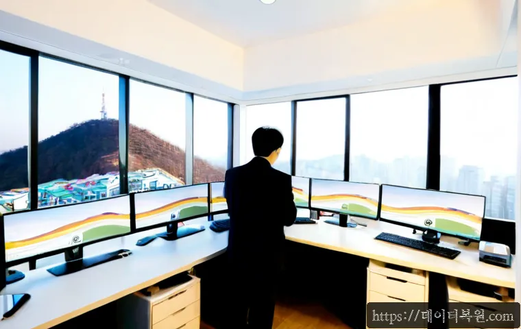 대장동 STATUS_PAGEFILE_MISSING - Photorealistic office workstation in a modern Korean new-town district, architectural CAD-style floo...