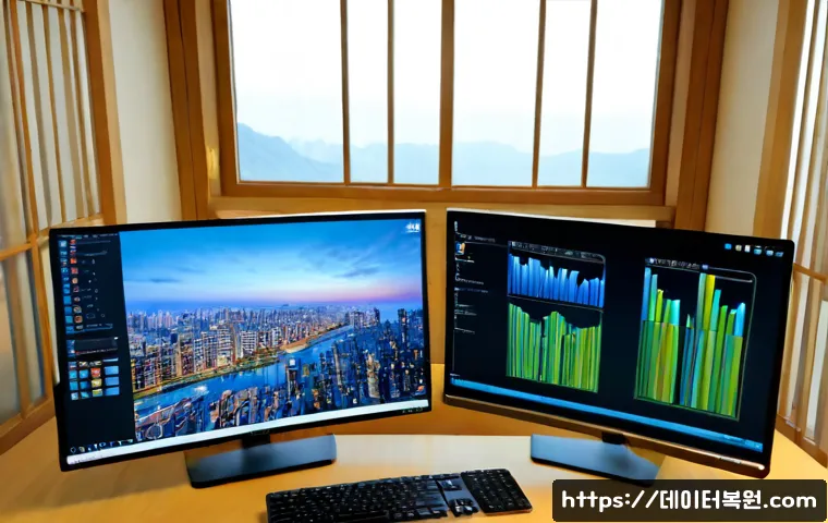 계동 STATUS_STACK_OVERFLOW - Photorealistic software support workstation in a refined Korean traditional-modern office, engineer ...