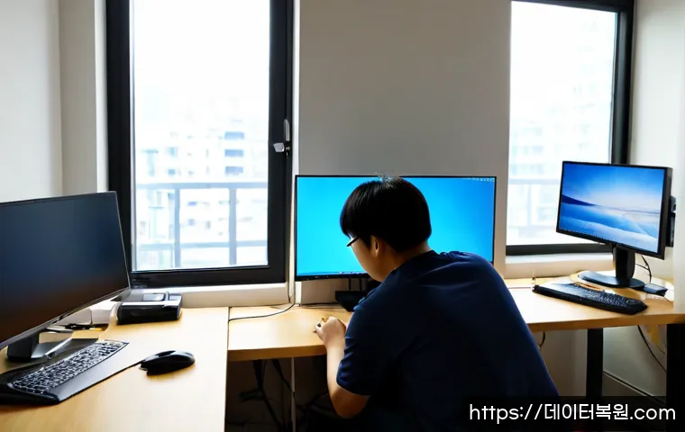 묘동 윈도우10 windows10 재설치 포맷  초기화 - Photorealistic remote-support workstation in a compact Myeong-dong apartment office, technician rein...