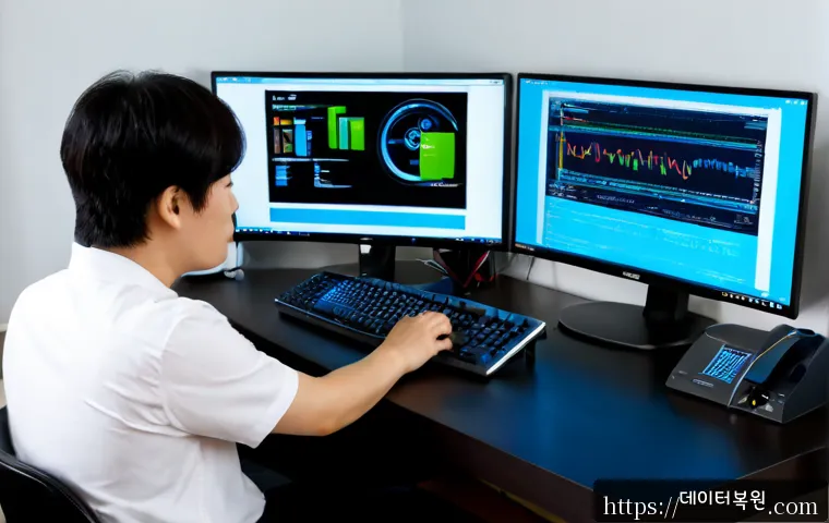 중산동 DPC_WATCHDOG_VIOLATION - Photorealistic IT support workstation in a modern Jung-sandong apartment home office, dual monitors ...