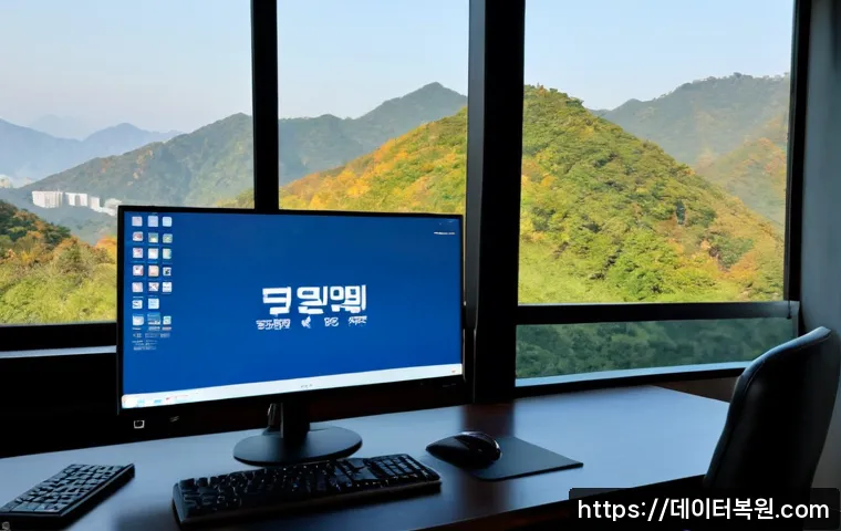 강북구 STATUS_INVALID_SESSION - Photorealistic remote-support workstation in a hillside apartment office near northern Seoul, dual m...