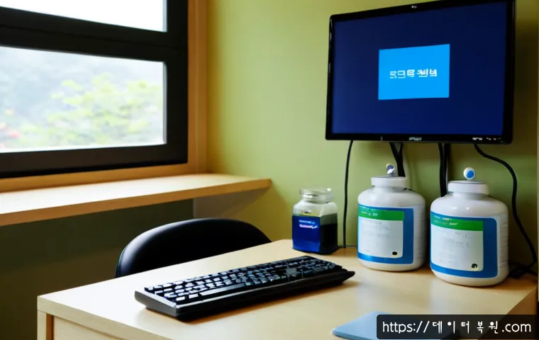 제기동 DRIVER_IRQL_NOT_LESS_OR_EQUAL - Photorealistic remote-support workstation in a compact Jegi-dong herbal clinic office, desktop monit...