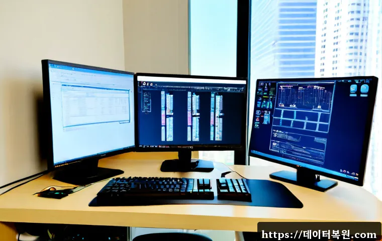 강일동 STATUS_INVALID_LOCK_SEQUENCE - Photorealistic remote-support workstation in a modern Gangil-dong apartment office, dual monitors sh...