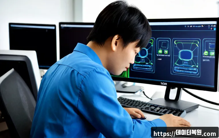 염곡동 네트워크구축 설정 및 세팅오류해결 - Photorealistic IT technician configuring a compact office network in a modern Yeomgok-dong workspace...