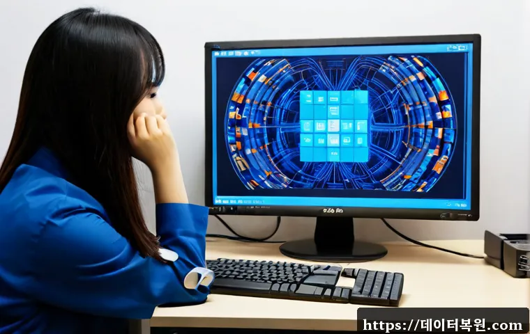 서대문구 FAT_FILE_SYSTEM - Photorealistic IT support workstation in a compact Seodaemun office, technician examining a desktop ...