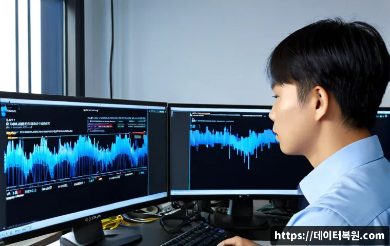 동자동 STATUS_KERNEL_MODE_EXCEPTION - Photorealistic IT support workstation in a compact Dongja-dong office near a railway district, dual ...