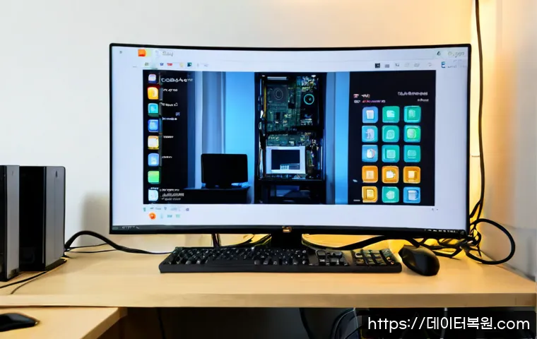 화전동 본체 꺼졌다 켜졌다 할때 - Photorealistic remote computer repair scene in a compact Hwajeon-dong apartment study, desktop tower...
