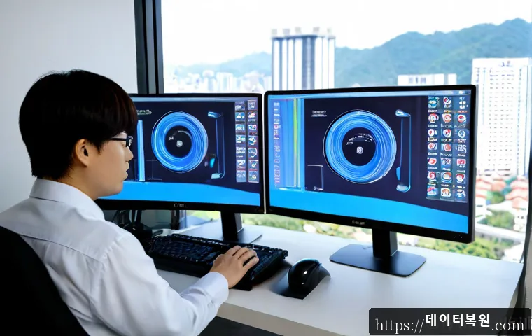 일산 DPC_WATCHDOG_VIOLATION - Photorealistic IT support workstation in an Ilsan apartment home office, dual monitors showing a bla...