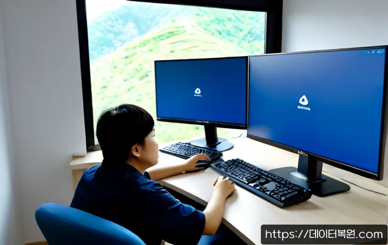 녹번동 BAD_POOL_CALLER - Photorealistic remote IT support workstation in a compact Eunpyeong apartment office, dual monitors ...