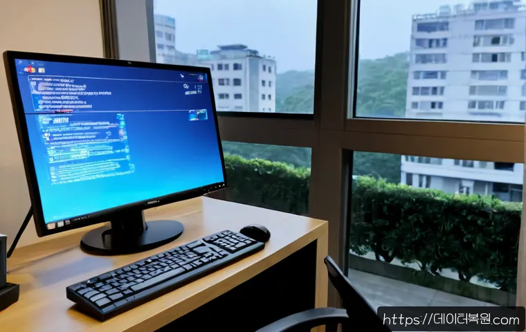 수궁동 DRIVER_POWER_STATE_FAILURE - Photorealistic remote-support workstation in a compact Sugung-dong apartment office, desktop monitor...
