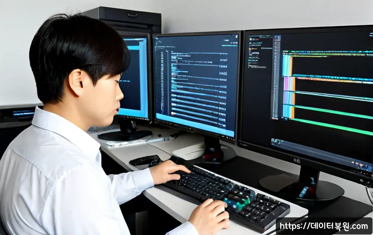 풍산동 STATUS_KERNEL_DATA_CORRUPTION - Photorealistic IT support workstation in a modern apartment near a quiet Korean suburban district, d...