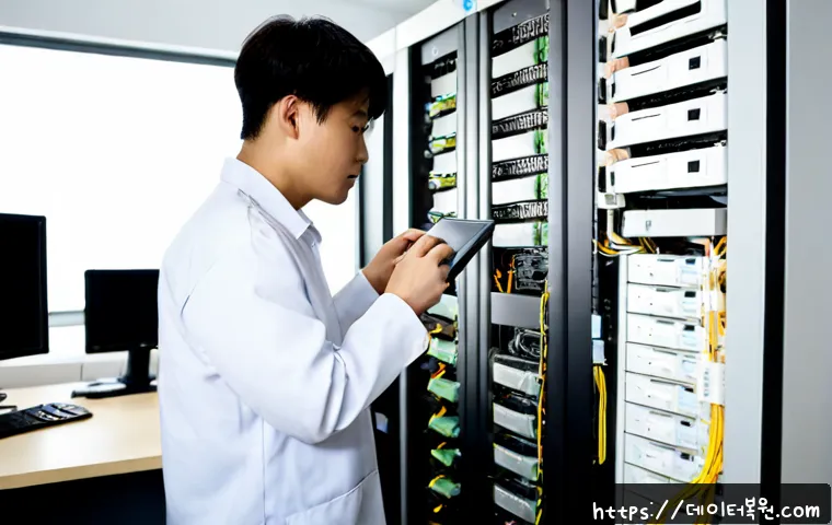 세곡동 서버출장방문수리점 - Photorealistic onsite server repair in a compact modern office near Segok-dong, skilled technician c...