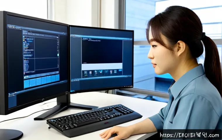오쇠동 SESSION3_INITIALIZATION_FAILED - Photorealistic software support workstation in an Oswe-dong industrial office, IT specialist reviewi...