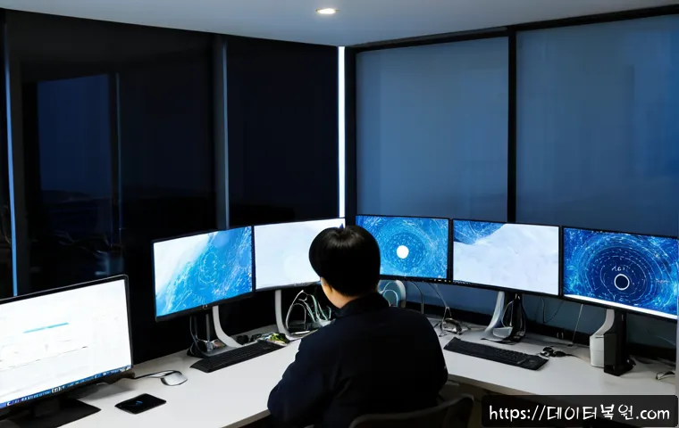 봉원동 STATUS_IO_TIMEOUT - Photorealistic IT support workstation in a compact hillside apartment office, dual monitors showing ...