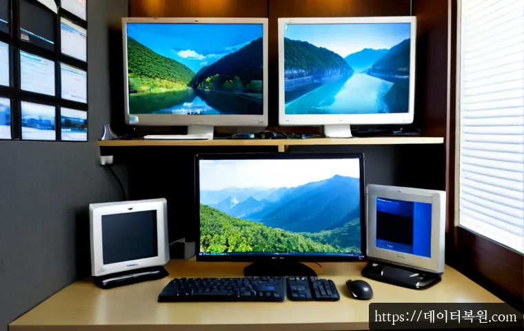녹번동 UDFS_FILE_SYSTEM - Photorealistic IT recovery workstation in a compact Eunpyeong-gu office, technician studying a glowi...