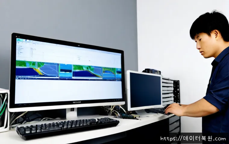 양화동 STATUS_KERNEL_EXECUTION_ERROR - Photorealistic remote-support workstation in a compact studio near a riverside warehouse district, u...
