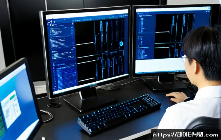 오쇠동 STATUS_KERNEL_DATA_CORRUPTION - Photorealistic IT support workstation in an Osoe-dong industrial office near airport logistics facil...