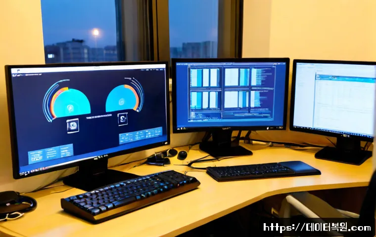 사당동 DRIVER_POWER_STATE_FAILURE - Photorealistic IT support workstation in a compact Sadang-dong apartment office, dual monitors with ...
