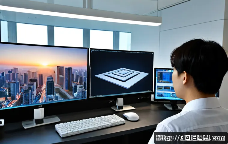 세종로 SESSION3_INITIALIZATION_FAILED - Photorealistic modern design workstation near a broad Seoul boulevard, architect reviewing a blank 3...