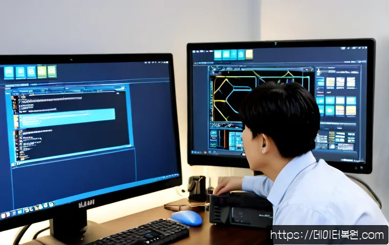 이문동 DRIVER_POWER_STATE_FAILURE - Photorealistic IT support workstation in a compact Imun-dong apartment office, desktop monitor showi...