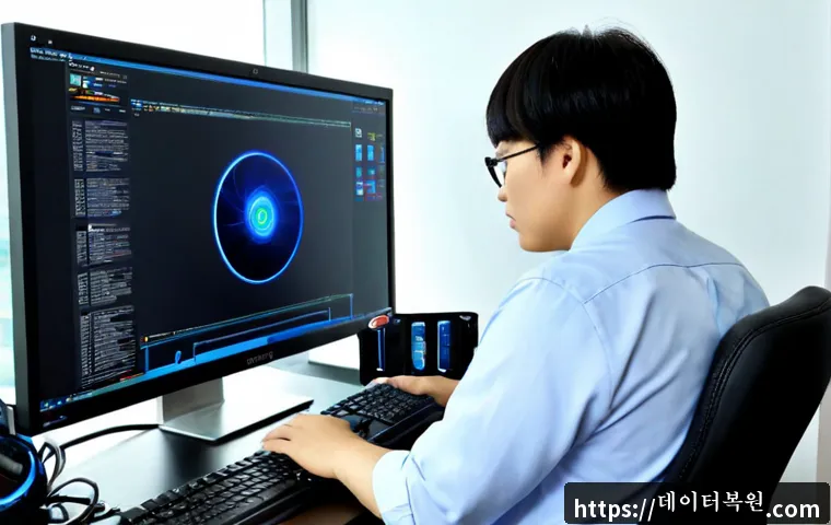 대자동 STATUS_KERNEL_DRIVER_CORRUPTION - Photorealistic IT support workstation in a modern Daejeon office, engineer diagnosing a desktop comp...