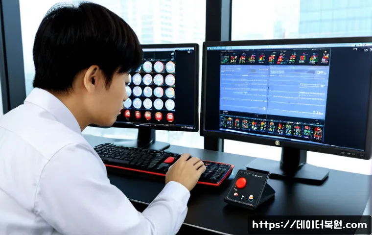 충정로 STATUS_KERNEL_HANDLE_INVALID - Photorealistic IT support workstation in a modern office near Chungjeong-ro, dual monitors showing a...
