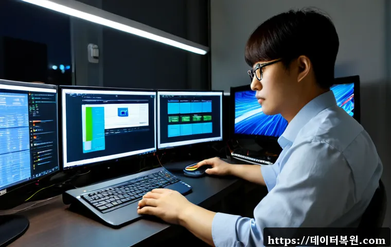명동 DEVICE_DRIVER_MISMATCH - Photorealistic IT support workstation in a compact Myeongdong office, technician comparing a laptop ...