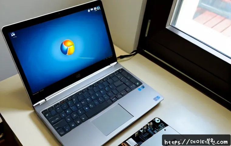 도림동 노트북 laptop 출장방문수리점 - Photorealistic laptop field-repair workstation inside a compact apartment near Dorim-dong, technicia...