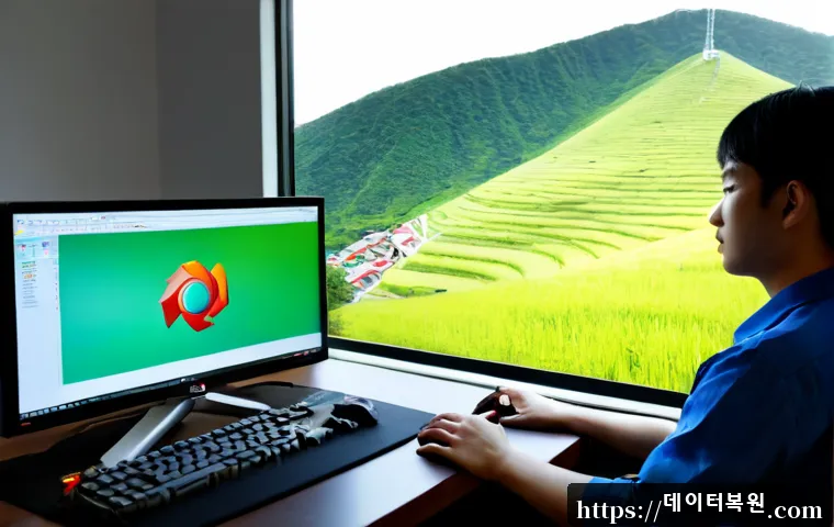 청림동 STATUS_MEMORY_ACCESS_DENIED - Photorealistic remote-support workstation in a compact hillside apartment, dual monitors showing an ...
