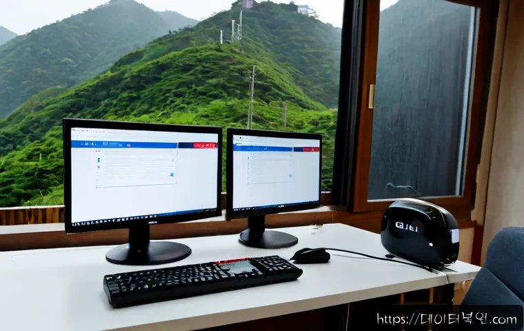 홍은동 STATUS_CONNECTION_REFUSED - Photorealistic remote-support workstation in a quiet hillside apartment in Hong-eun-dong, dual monit...