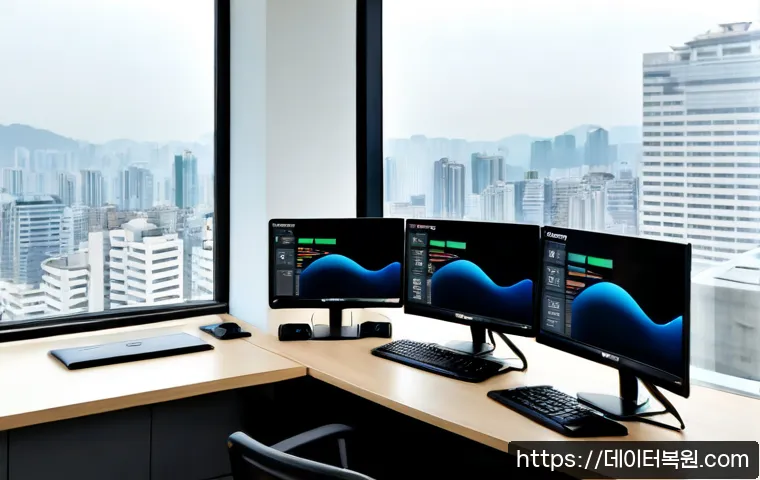 서린동 STATUS_PRIVILEGED_INSTRUCTION - Photorealistic premium remote-support workstation inside a compact Jongno business office, dual moni...