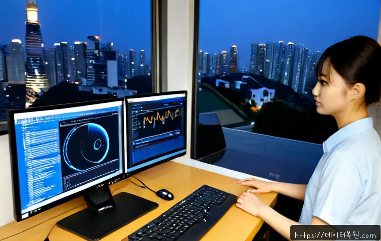 토당동 DRIVER_VERIFIER_DETECTED_VIOLATION - Photorealistic IT support workstation in Todang-dong, dual monitors showing a text-free abstract blu...