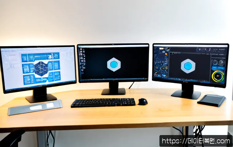 체부동 STATUS_KERNEL_APC_PENDING - Photorealistic IT support workstation in a compact Seoul-style office, dual monitors showing a clean...