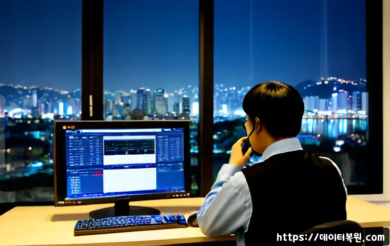 미성동 케이블연결확인 - Photorealistic remote IT support workstation in a compact Misin-dong apartment office, technician in...