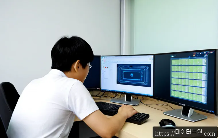 의주로 STATUS_DRIVER_ENTRYPOINT_NOT_FOUND - Photorealistic IT support workstation in a modern office near an old Seoul rail corridor, technician...
