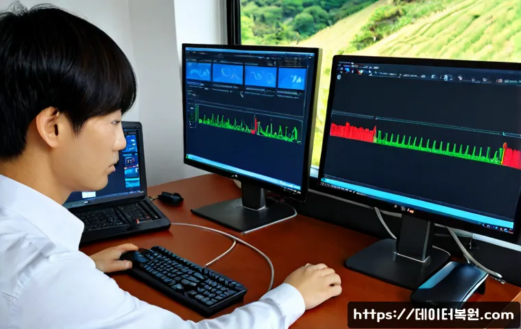 필동 STATUS_INVALID_PARAMETER - Photorealistic IT support workstation in a compact Seoul office near a quiet hillside neighborhood, ...