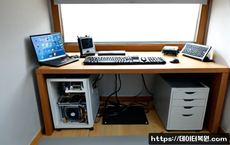 원서동 아이맥 판매 및 수리 - Photorealistic computer repair workstation in a quiet Wonsodong-style neighborhood studio, sleek sil...