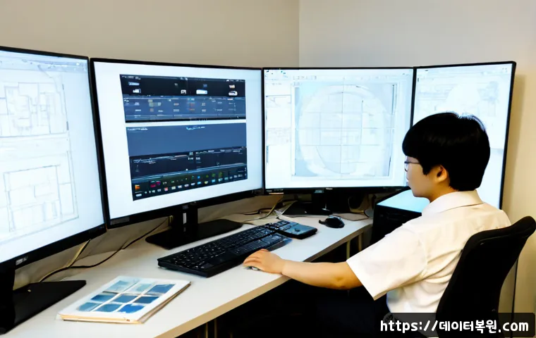 혜화동 STATUS_IO_TIMEOUT - Photorealistic remote IT support workstation in a compact Hyehwa-dong design studio, ultrawide monit...