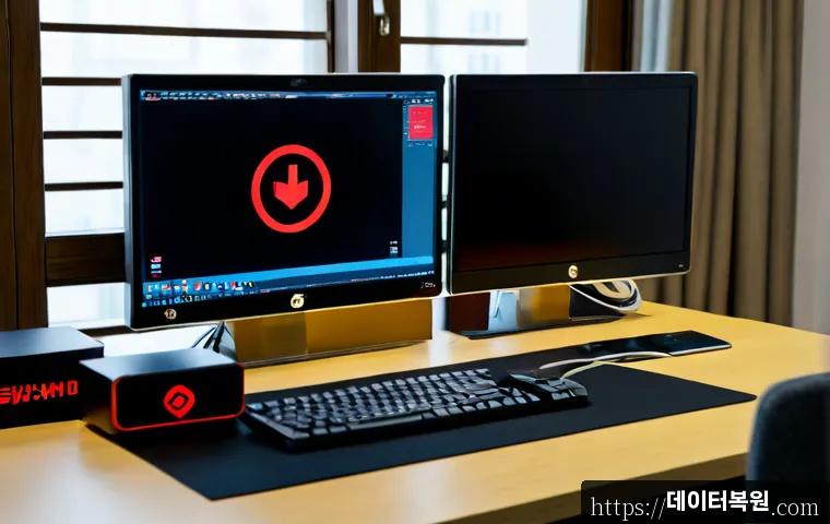 신월동 STATUS_IMAGE_CHECKSUM_MISMATCH - Photorealistic remote-support workstation in a compact Sinwol-dong apartment office, dual monitors s...