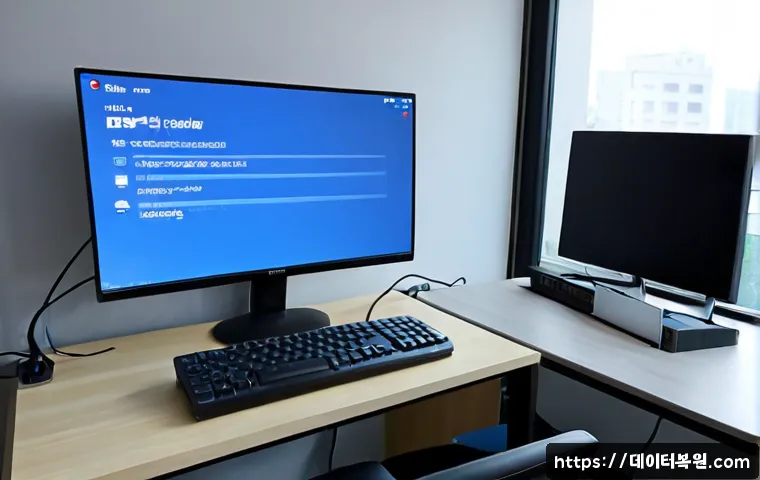 덕이동 KERNEL_DATA_INPAGE_ERROR - Photorealistic remote IT support scene in a modern Deogi-dong apartment home office, desktop worksta...