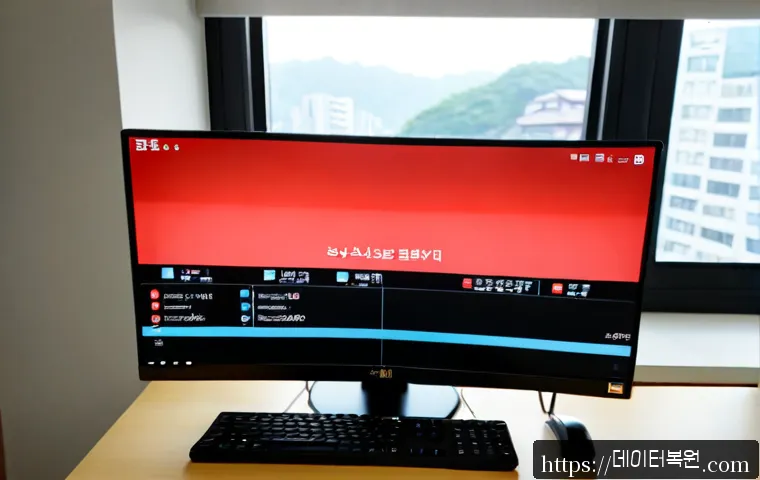 망우동 STATUS_DISK_FULL - Photorealistic remote-support workstation in a compact Mangwoo-dong apartment office, desktop monito...