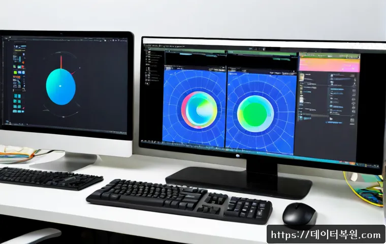 강동구 STATUS_FLOAT_INEXACT_RESULT - Photorealistic software support workstation in a bright Gangdong-gu apartment office, dual monitors ...