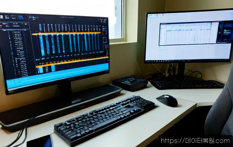 세곡동 BUGCODE_USB_DRIVER - Photorealistic IT support workstation in a modern Segok-dong apartment office, technician reconnecti...