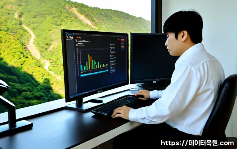 목현동 SESSION5_INITIALIZATION_FAILED - Photorealistic IT support workstation in a quiet Mokhyeon-dong hillside apartment, dual monitors sho...